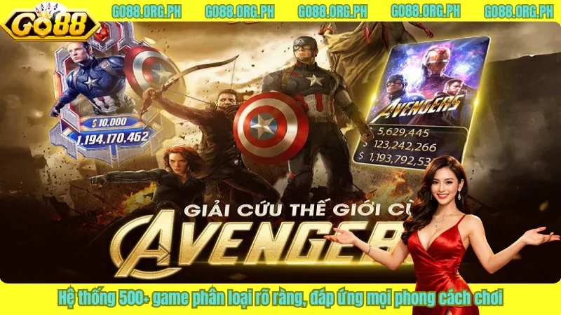 Hệ thống 500+ game phân loại rõ ràng, đáp ứng mọi phong cách chơi